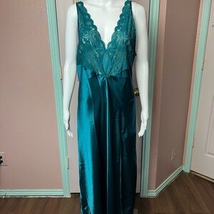 Vintage Gold Label Victoria’s Secret Teal Lace Nightgown